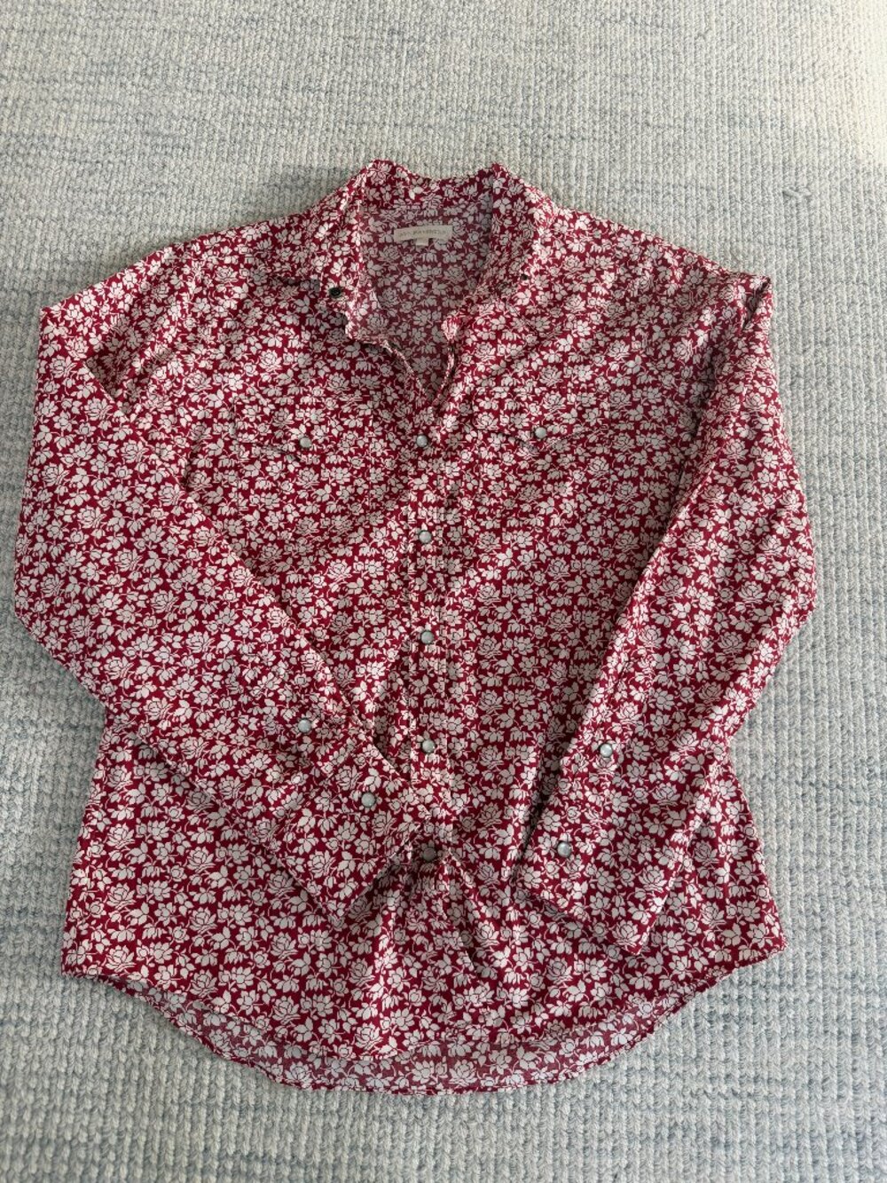 Ann Mashburn Western Shirt Sz Medium red floral print